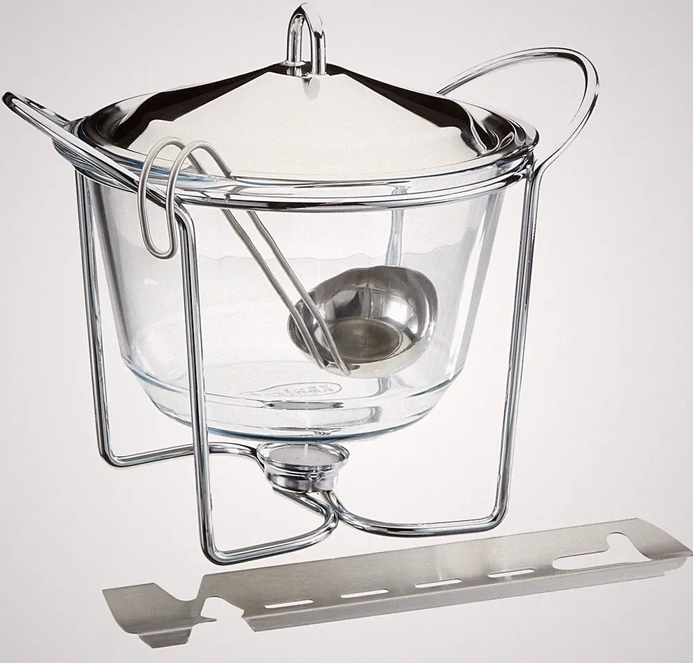 APS 65065 Feuerzangenbowle Set 4 Liter Edelstahl Glasschale mit Stövchen