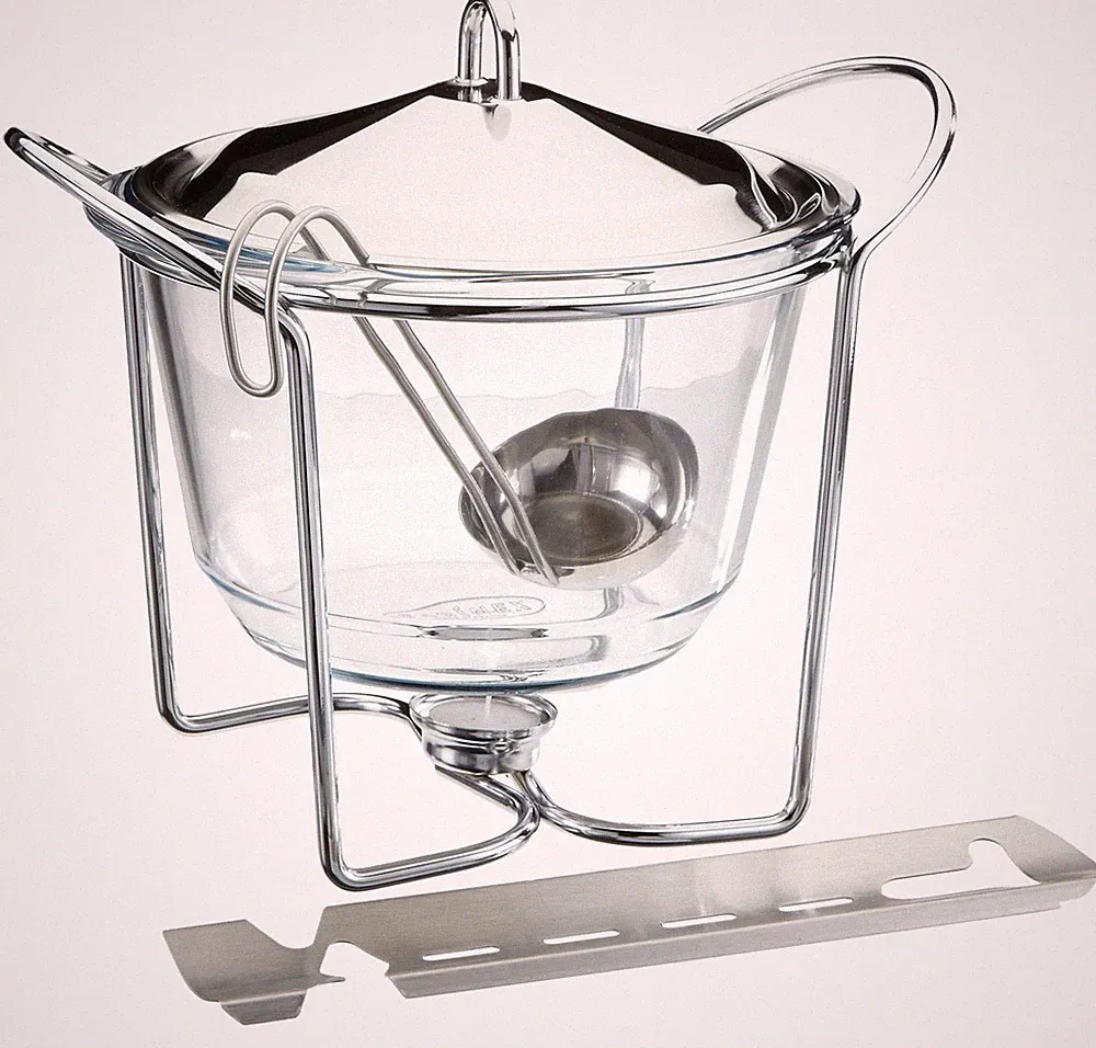 APS 65065 Feuerzangenbowle-Set 4 Liter Glasschale Edelstahl inkl. Stövchen