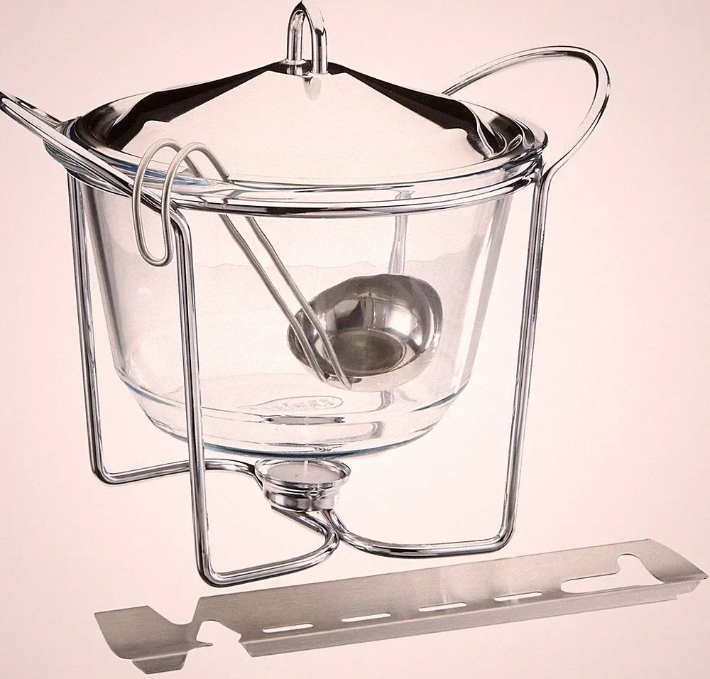 APS Feuerzangenbowle 4 L Set Glasschale Edelstahldeckel verchromtes Stövchen