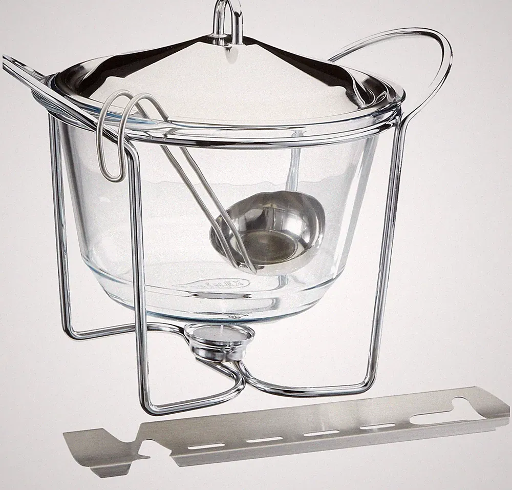 APS Feuerzangenbowle Set 4 Liter Glasschale Edelstahldeckel und Stövchen
