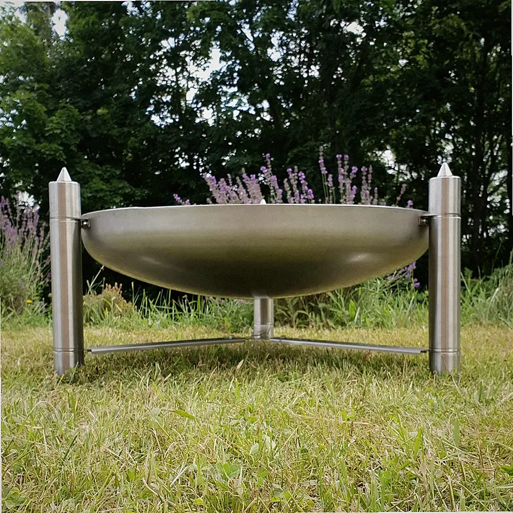 Edelstahl Feuerschale Diabas 80 cm mit Beinstrebe Feuer