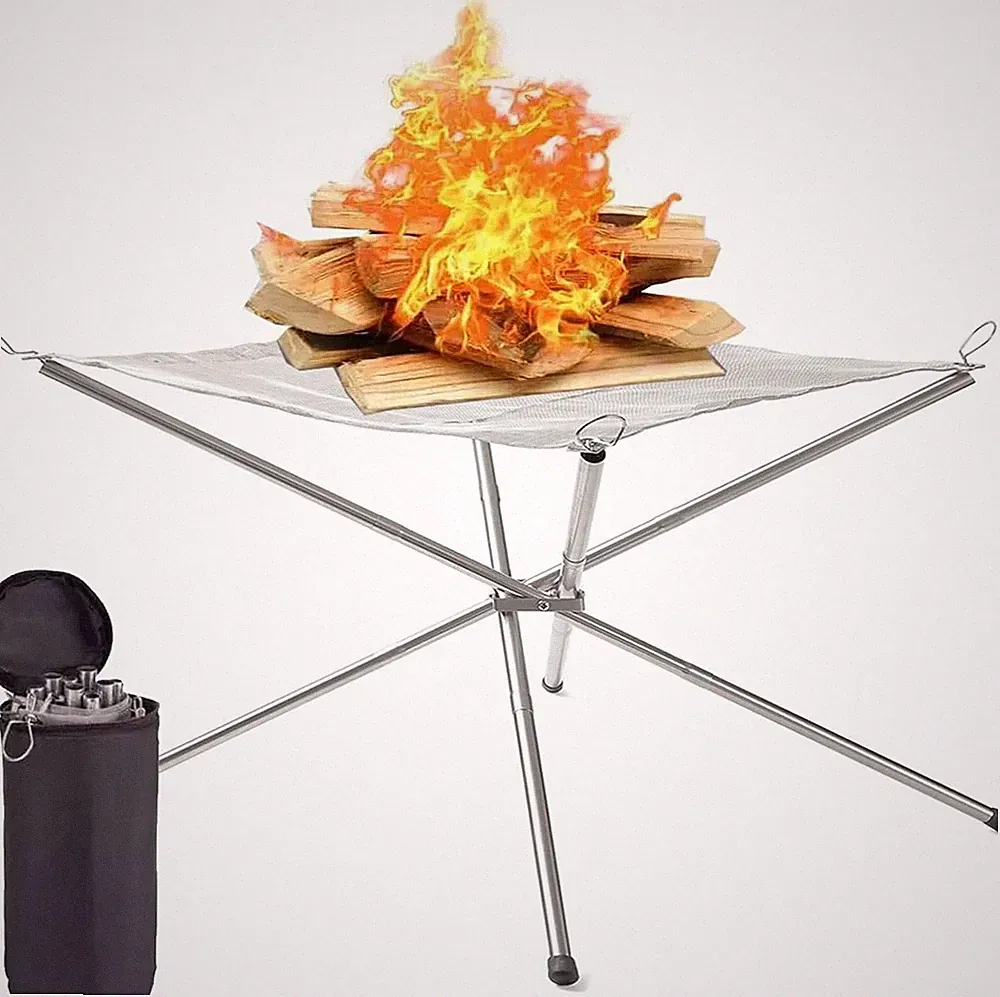 Edelstahl Feuerschale Faltbar Großformatig 56cm mit tragbarer Tragetasche,zus...