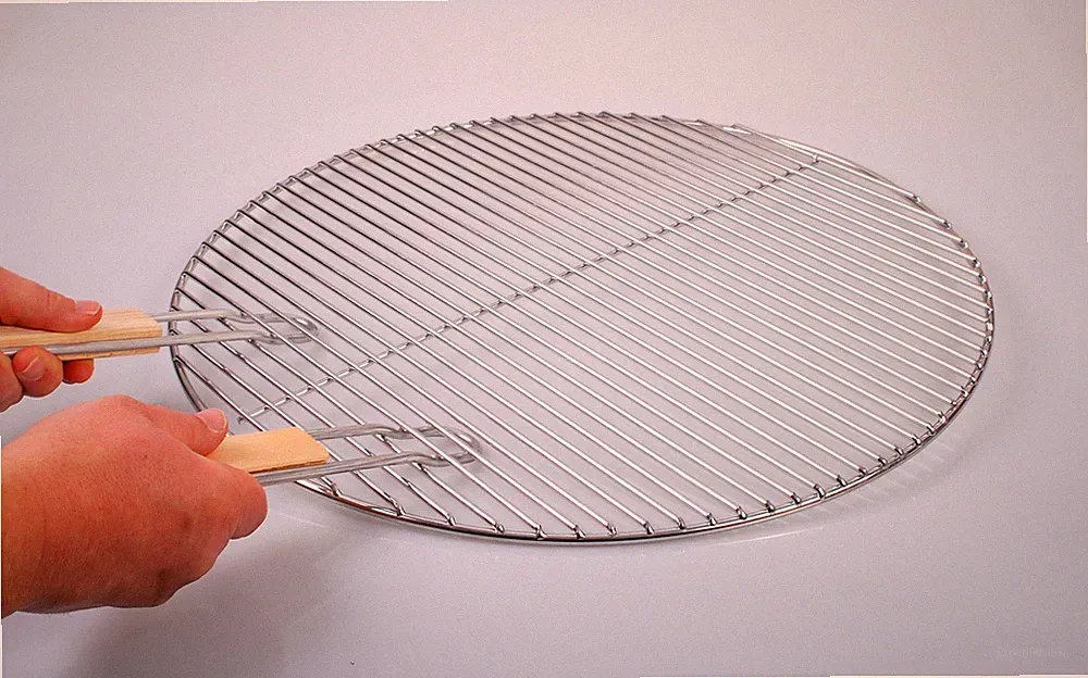 Edelstahl Grillrost 70cm rund mit 2x Griff, 4mm Stab Grill Feuerschale Feuerkorb