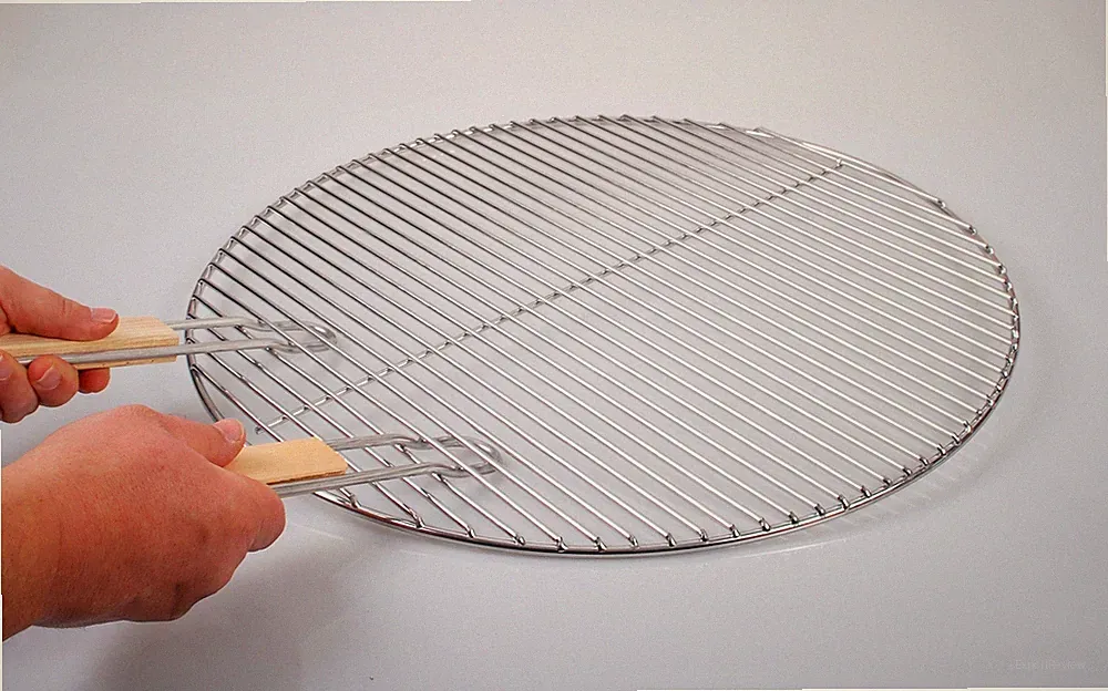 Edelstahl Grillrost 80cm rund mit 2x Griff, 4mm Stab Grill Feuerschale Feuerkorb