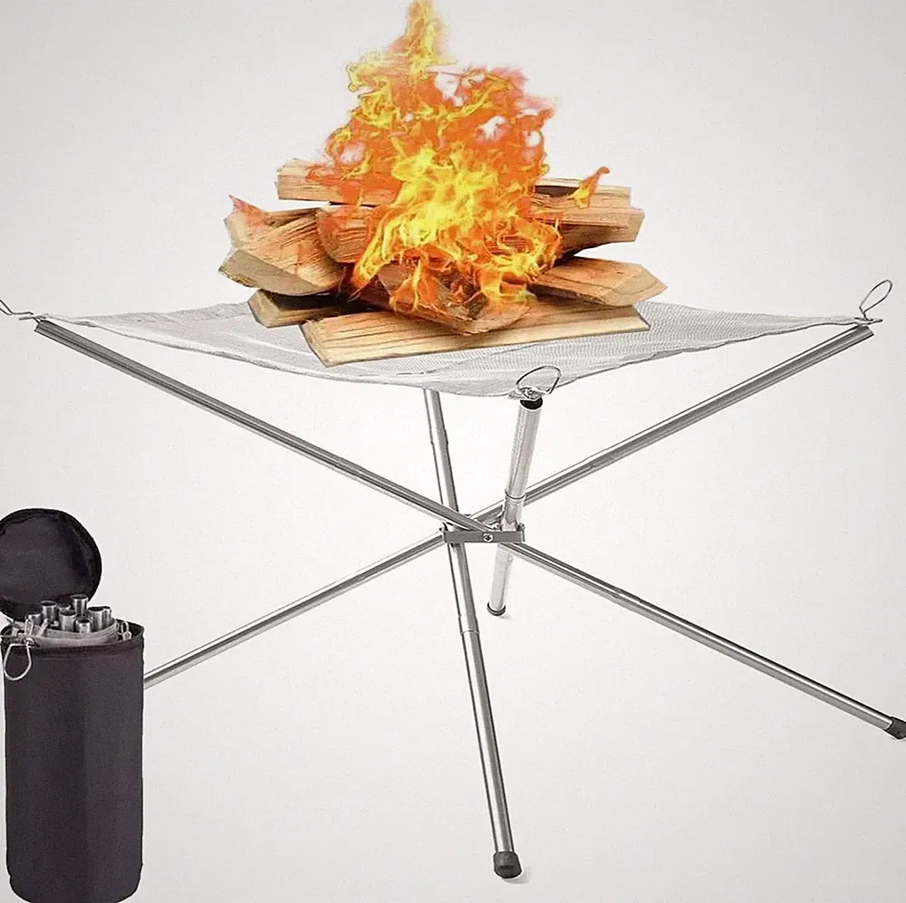 Faltbare Edelstahl Feuerschale 56cm für Outdoor-Camping und BBQ