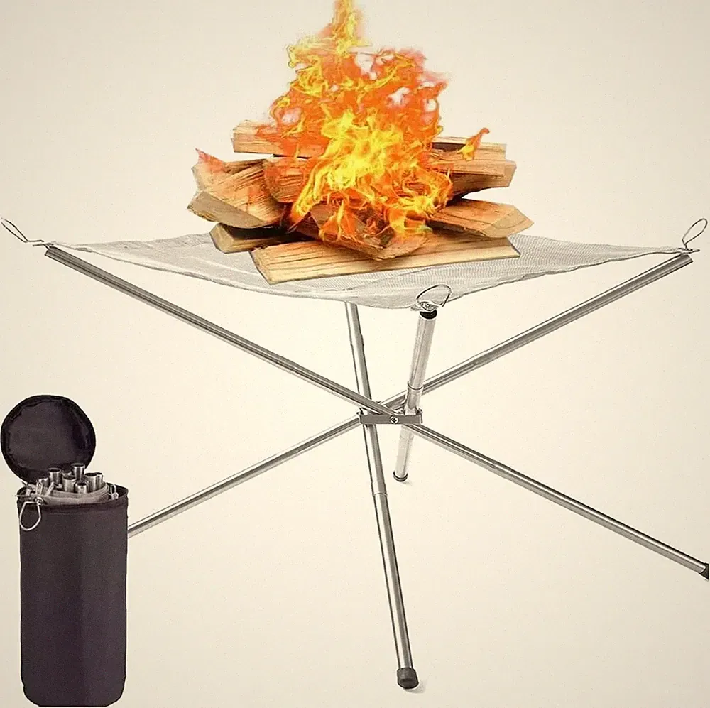 Faltbare Edelstahl Feuerschale 56cm mit Tragetasche – Ideal für Outdoor & BBQ