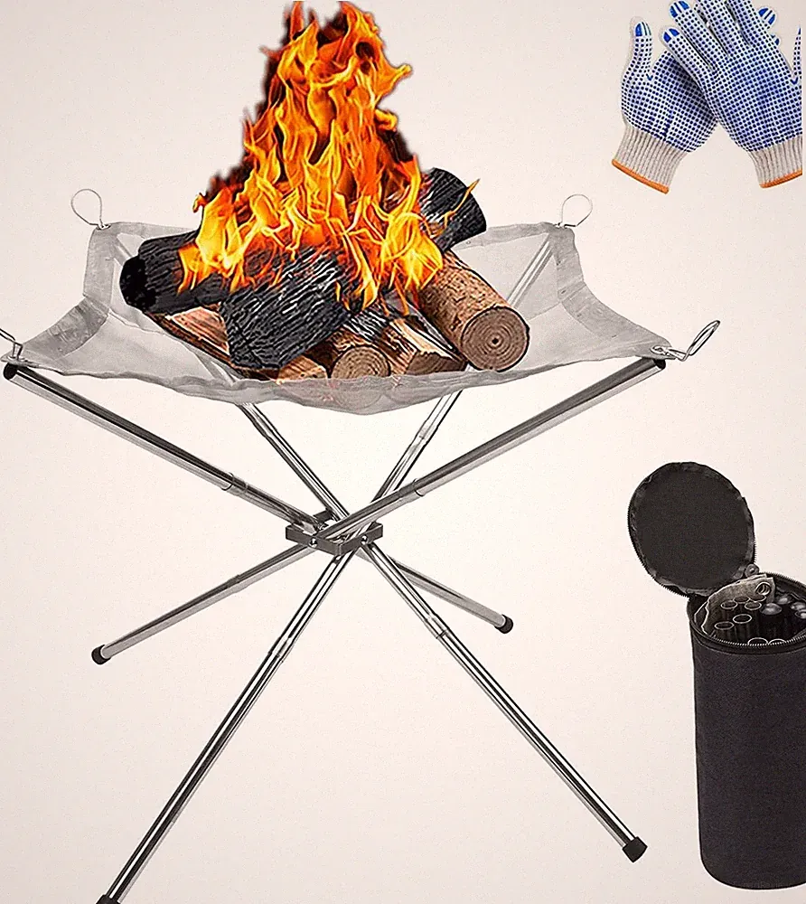 Faltbare Edelstahl-Feuerstelle für Camping und Garten, tragbar & hitzebeständig