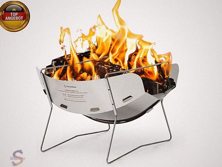 Faltbare Feuerschale Outdoor, mit Grillrost und Aufbewahrungstasche