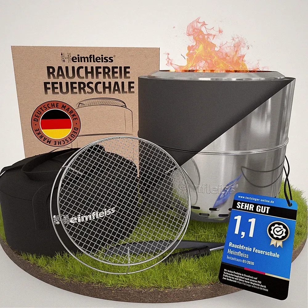 Feuer-Schale Rauchfrei für den Garten Korb-Tonne-Stelle Funkenschutz Edelstahl