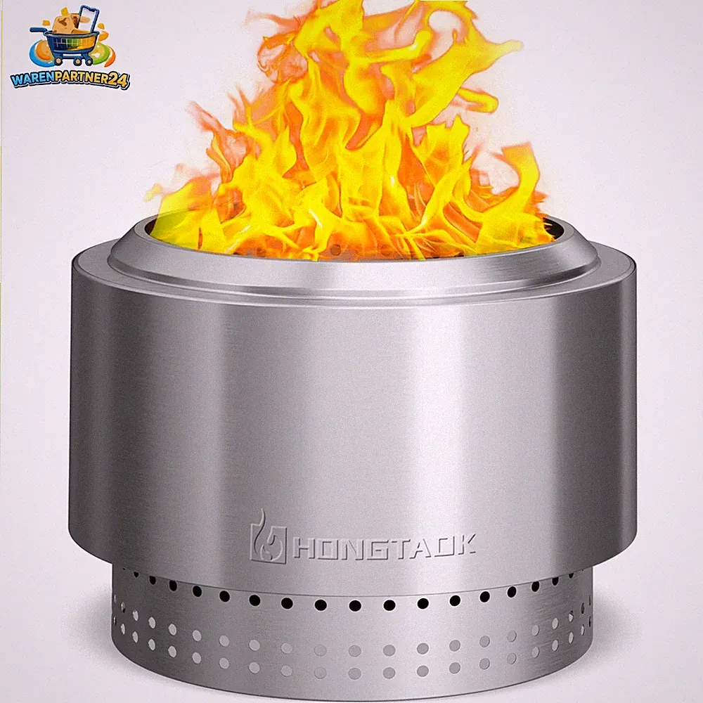 Feuerschale Edelstahl 50 cm Rauchfrei Outdoor Camping Feuerstelle mit Tasche