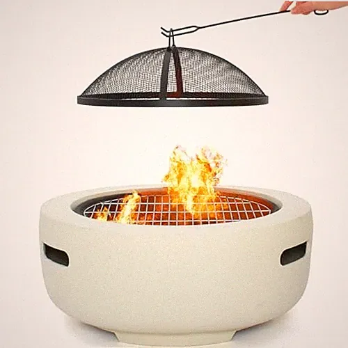 Feuerschale Edelstahl 55x30 cm Tragbar Sicher Feuerregenschirm