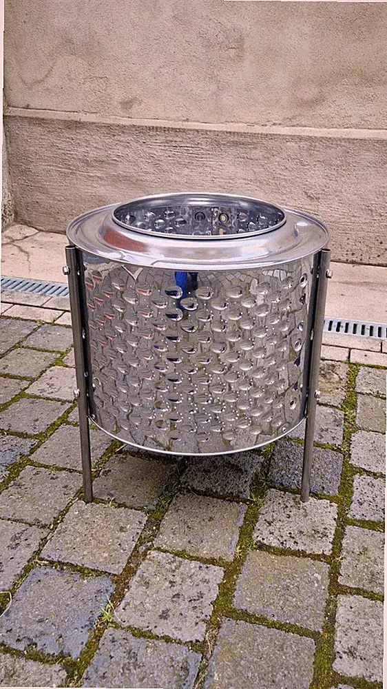 Feuerschale/Edelstahl/aus einer Waschmaschinentrommel/Edelstahl Füße, Schrauben