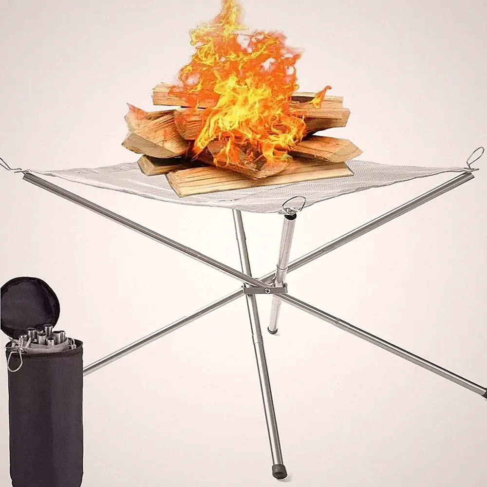 Feuerschale Edelstahl camping faltbar groß Tragetasche Feuerkorb Outdoor Grill
