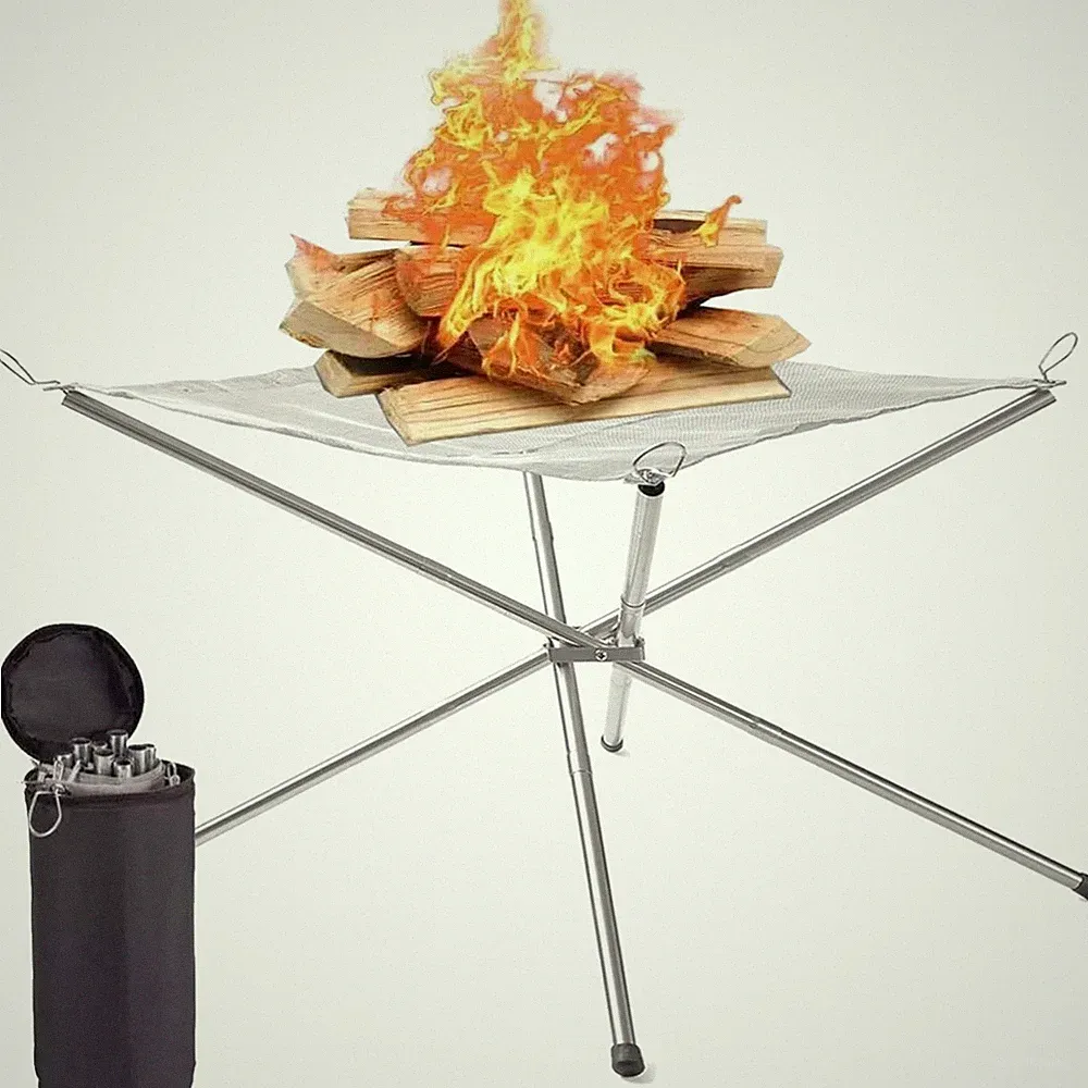 Feuerschale Edelstahl faltbar 56cm, camping, Garten, BBQ, tragbar, Rostfrei