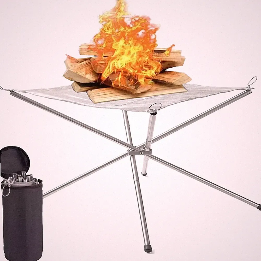 Feuerschale Edelstahl faltbar 56cm tragbar Camping Garten BBQ Ofen