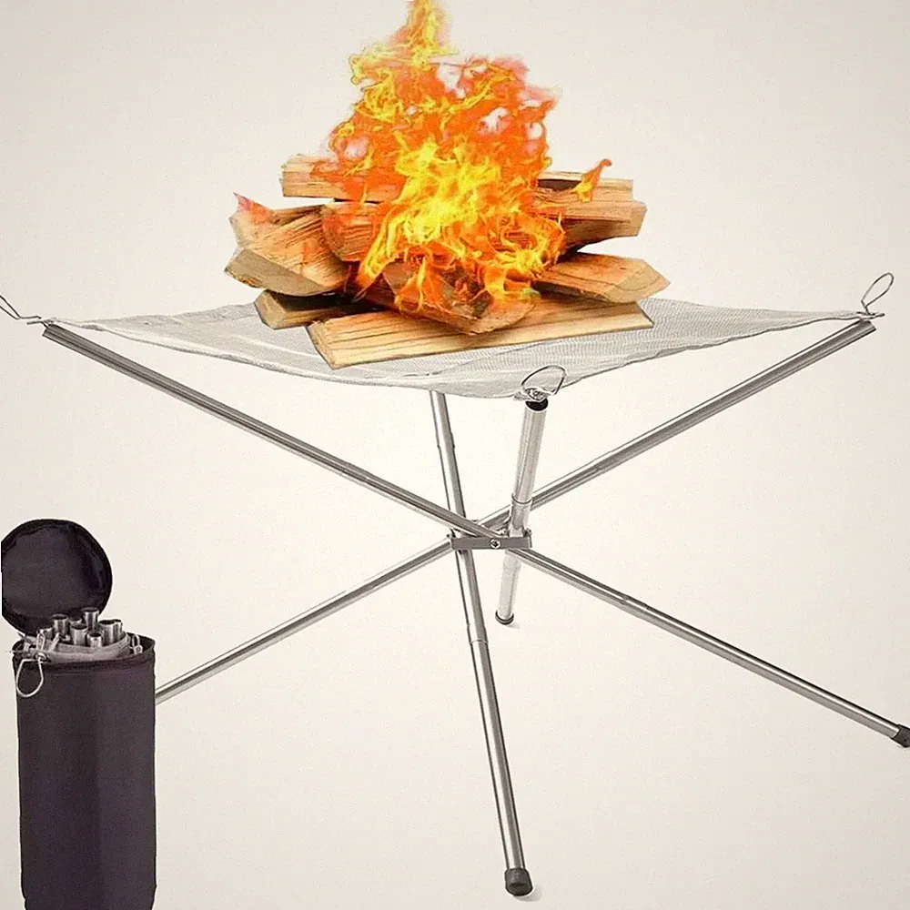 Feuerschale Edelstahl faltbar Camping Garten Grill portable Feuerstelle