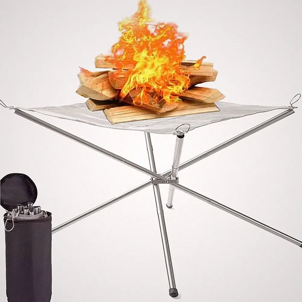 Feuerschale Edelstahl Faltbar Feuerstelle Camping Garten Grill Outdoor 56cm