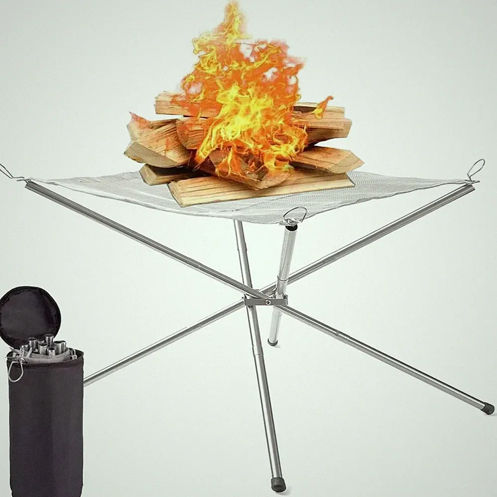 Feuerschale Edelstahl faltbar tragbar Camping Garten BBQ Feuerstelle