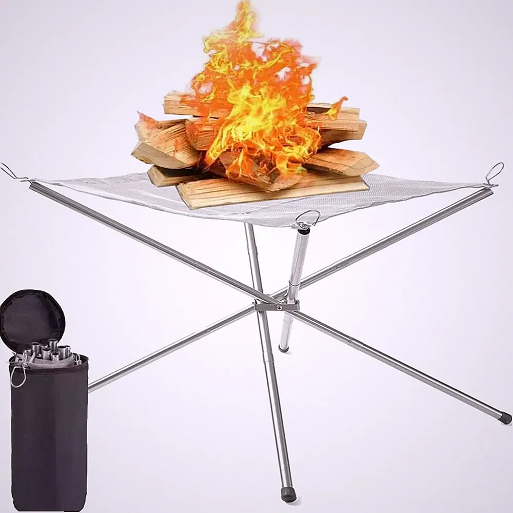 Feuerschale Edelstahl Feuerkorb faltbar Grill Feuerstelle Camping Garten