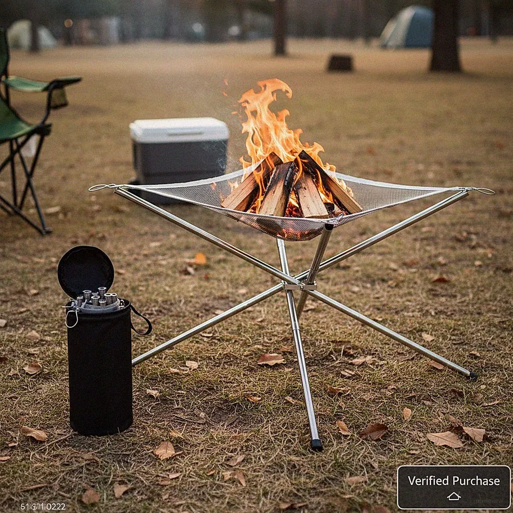Feuerschale Edelstahl Feuerstelle Camping Garten Grill tragbar groß 56cm