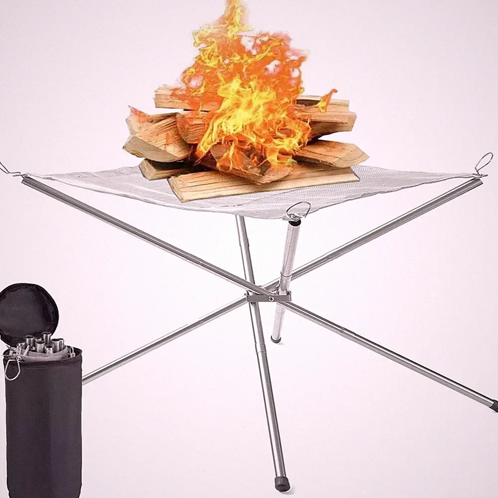 Feuerschale Edelstahl groß faltbar Camping Garten Tragebox Holz Kohle