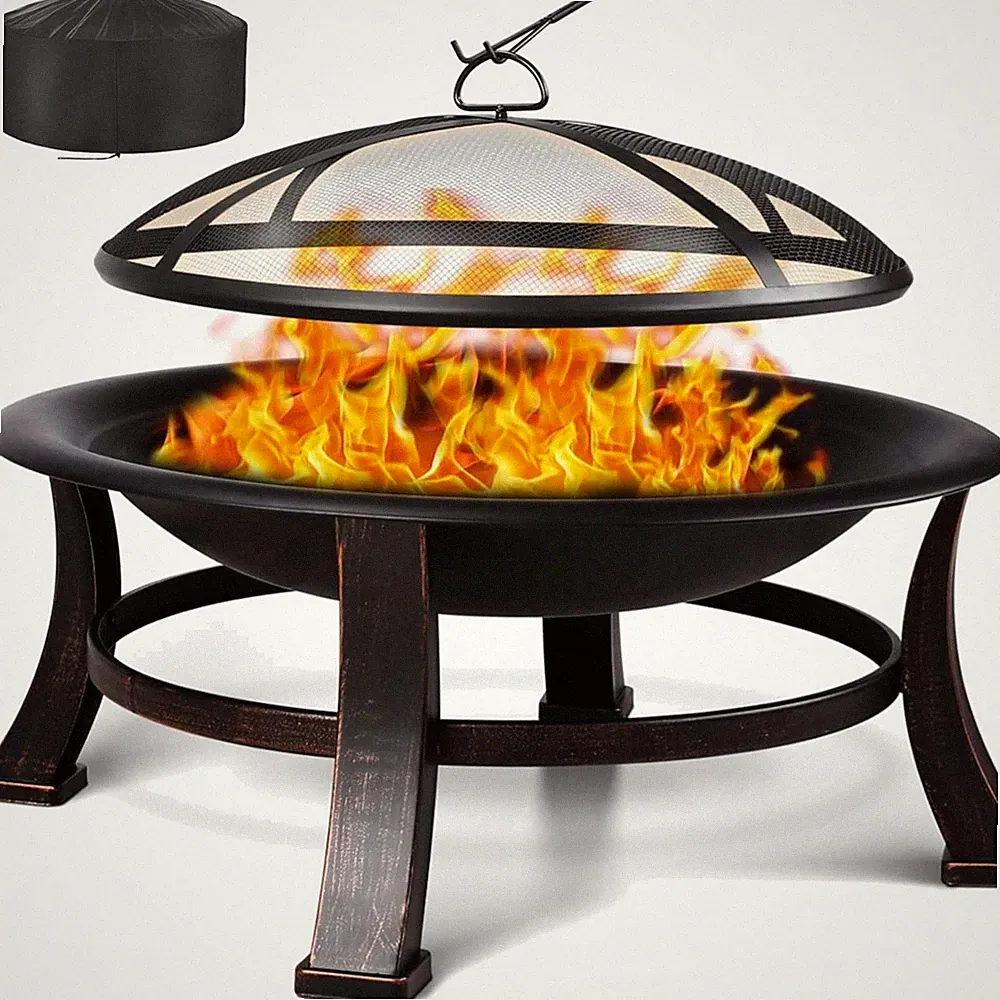 Feuerschale Feuerkorb Grillrost Funkenschutz Garten Retro-Look 76cm