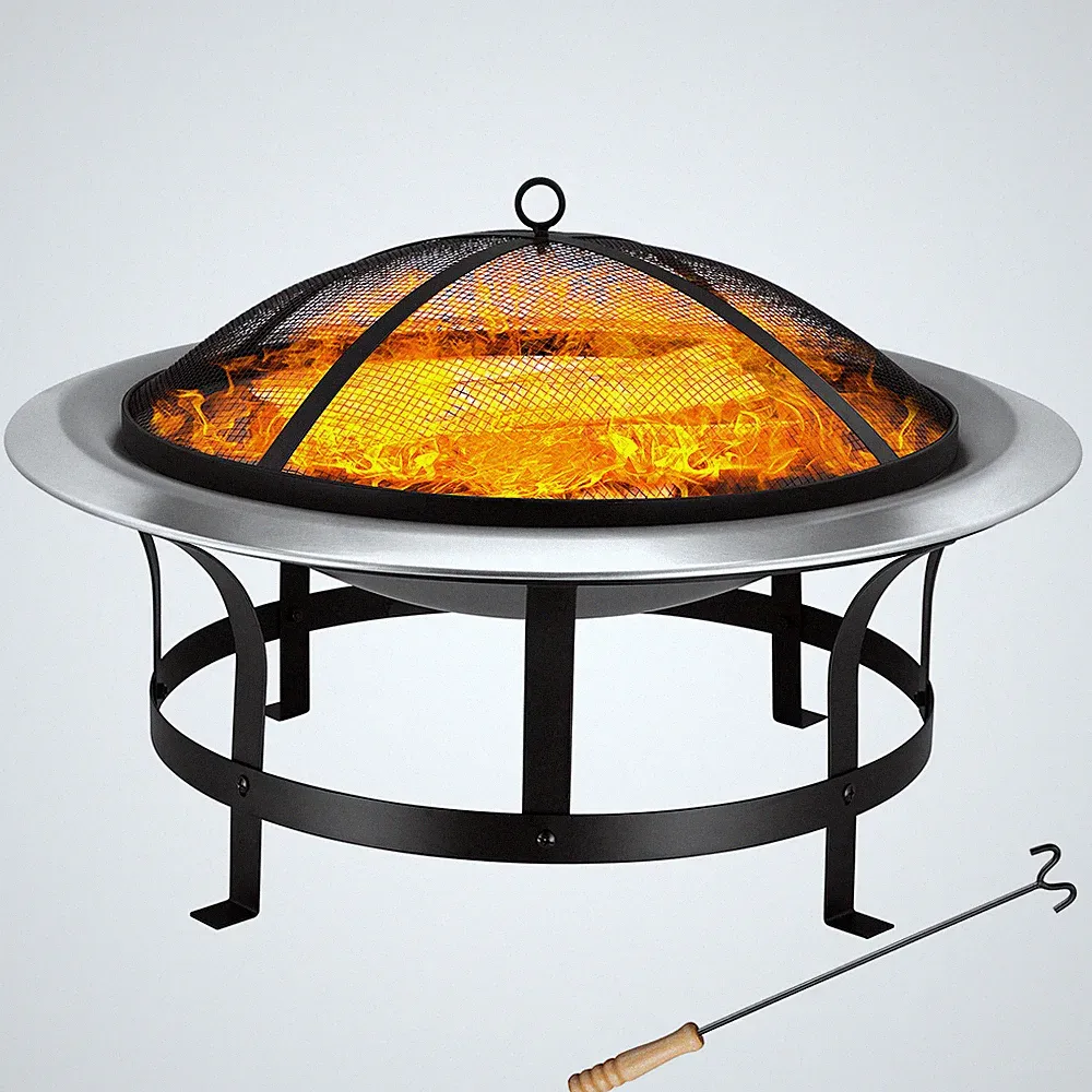 Feuerschale Feuerstelle Feuerkorb mit Funkenschutz Ø75cm Grill Garten Terrasse