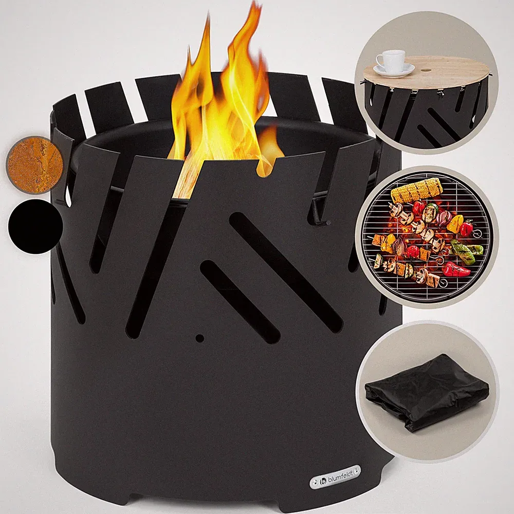 Feuerschale mit Grillrost 3-in-1 Outdoor Mobile Feuerschale Groß Balkon Camping