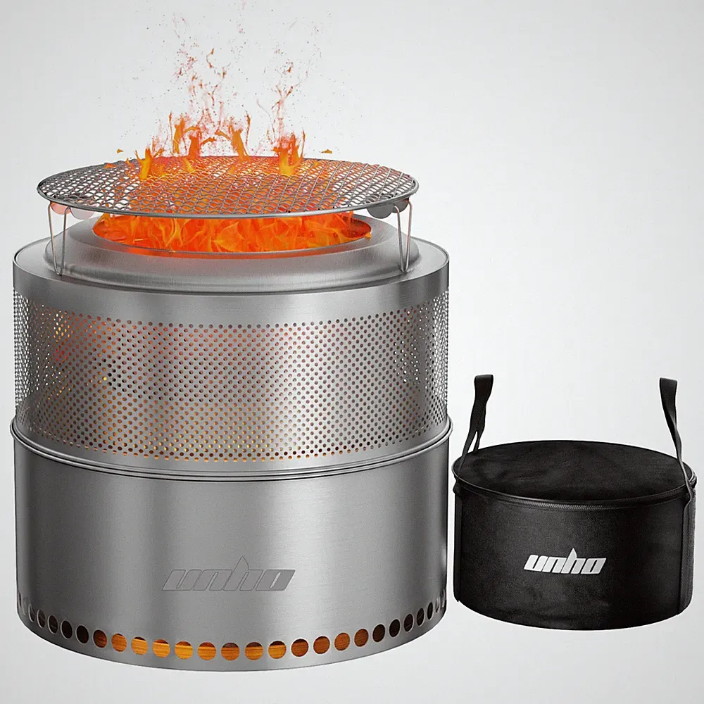 Feuerschale raucharm Edelstahl Feuerstelle Grill BBQ Holzkohlegrill Anzündkamin