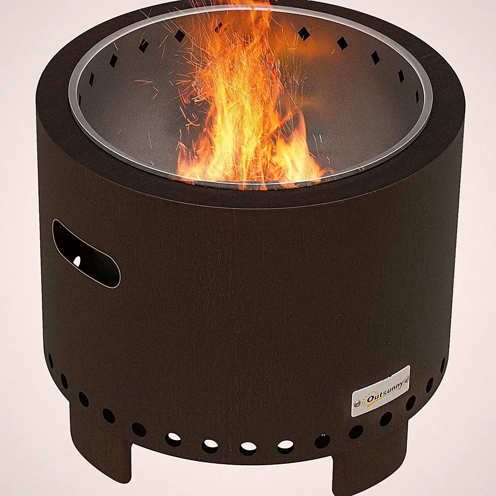 Feuerschale, rauchfreier Tischfeuer, Ø45 cm Feuerstelle mit Griff, Schürhaken