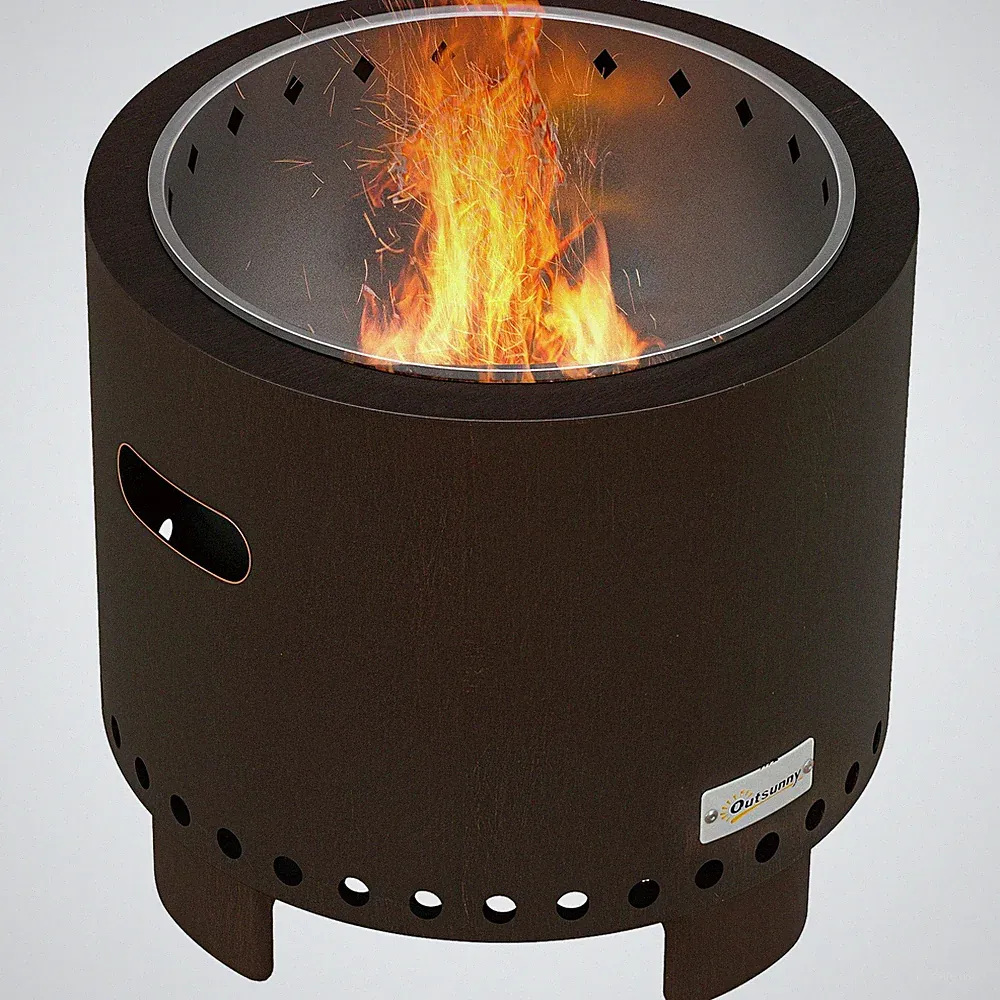 Feuerschale, rauchfreier Tischfeuer, Ø45 cm Feuerstelle mit Griff, Schürhaken