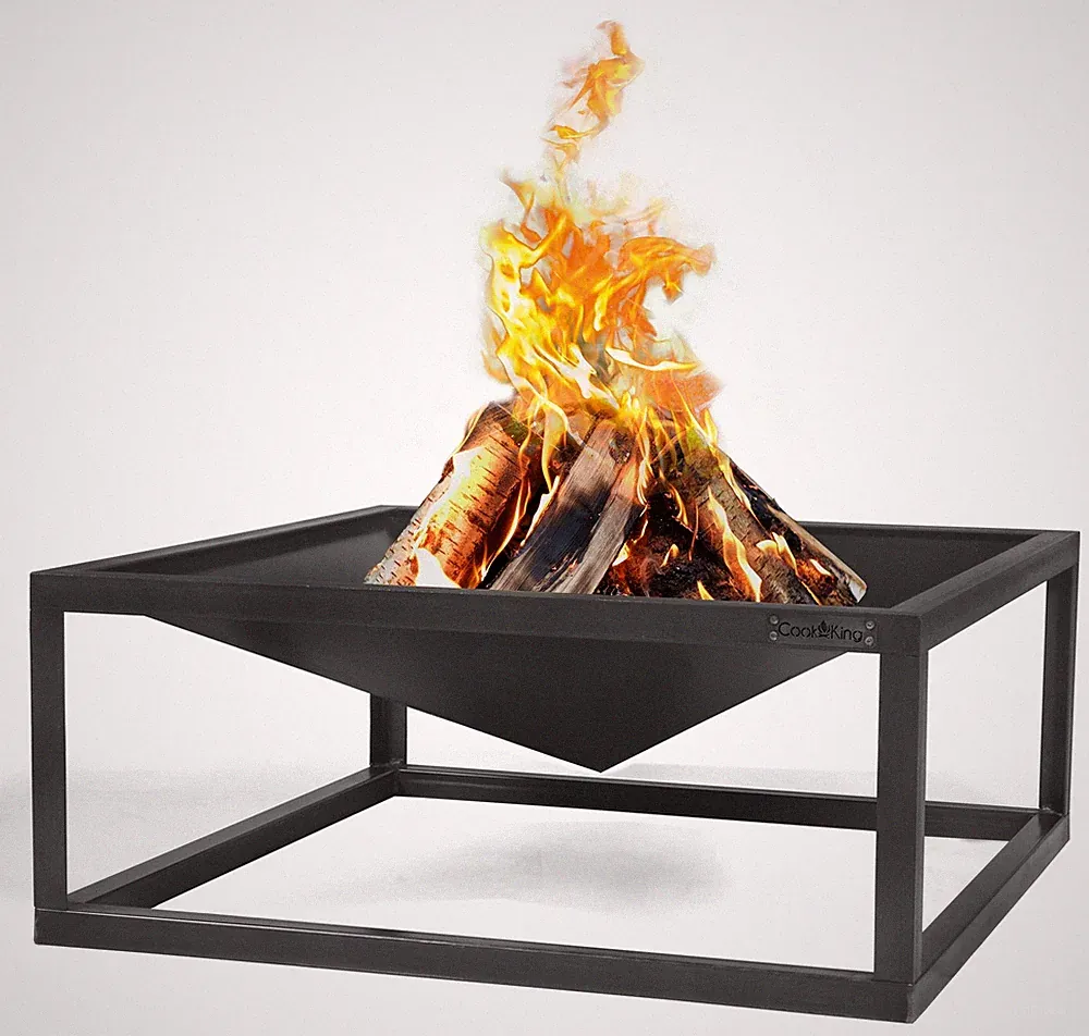 Feuerschale „SQUARE“ 70 x 70 cm Feuerstelle Grill BBQ Feuerkorb Stahl Feuerwanne