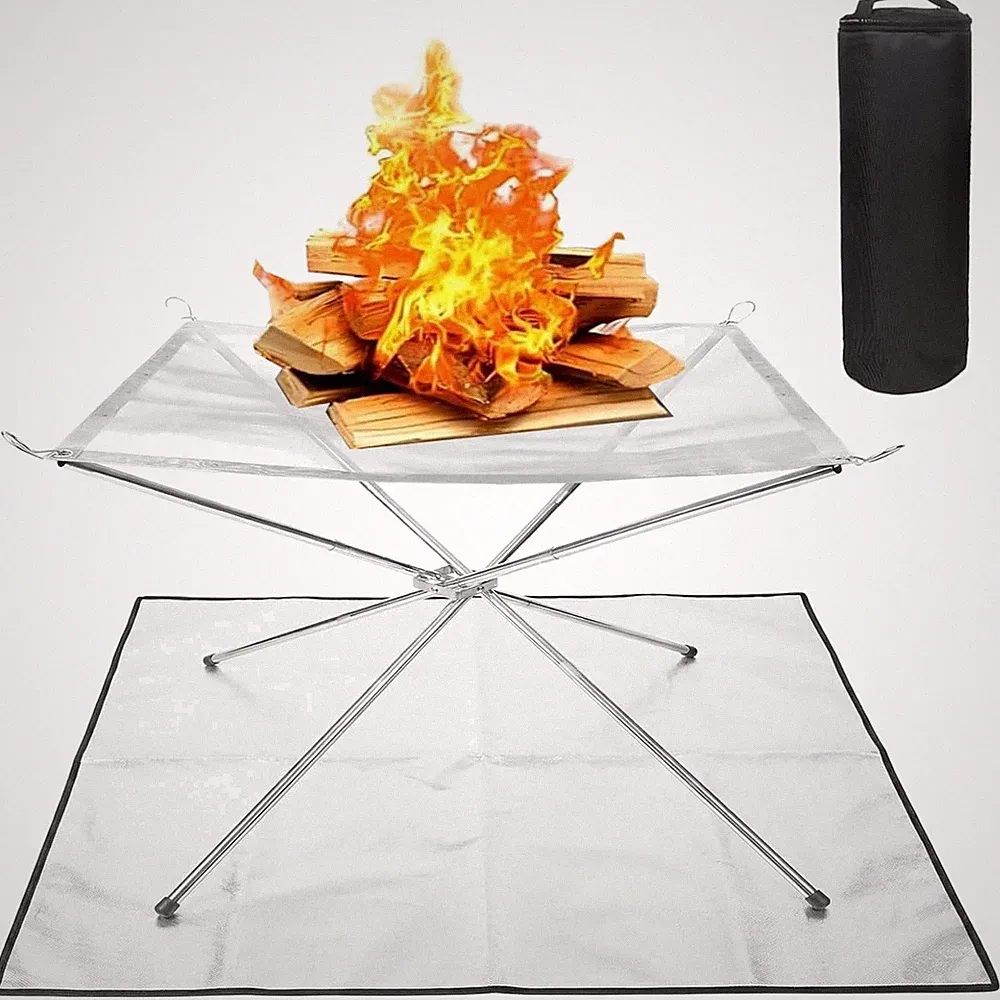 Feuerstelle Feuerkorb Grill Outdoor Edelstahl Tragbar 56cm