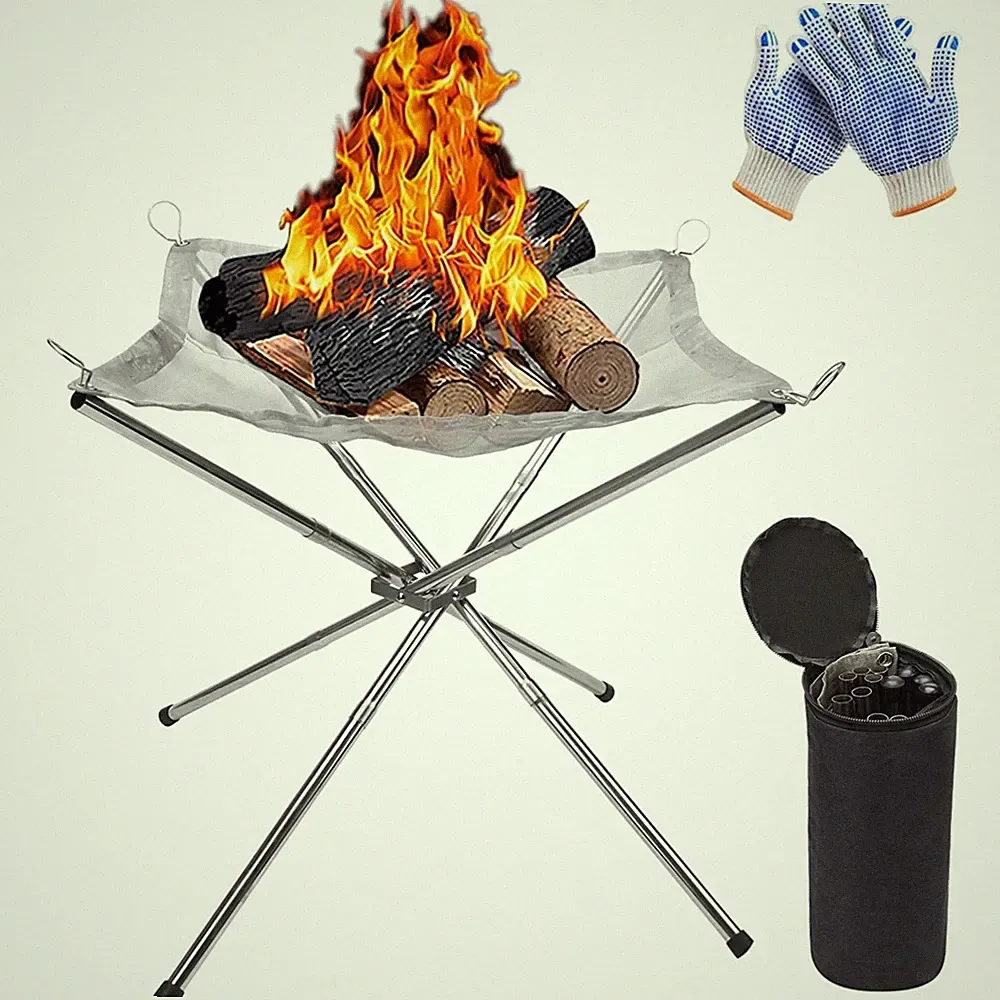 Feuerstelle Feuerkorb Outdoorgeeignet Edelstahl Grill Faltbar Camping Lagerfeuer