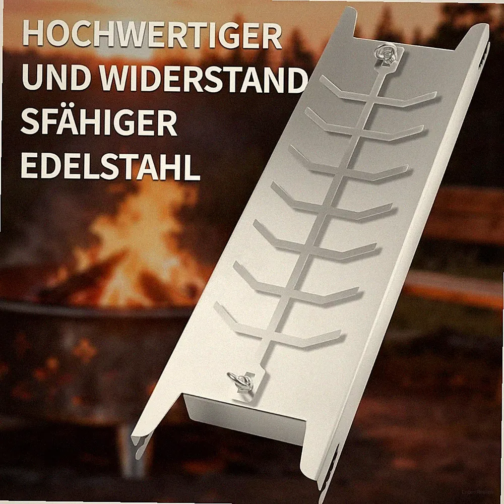 Flammlachsbrett Edelstahl 59,5cm Grillzubehör für Feuerschale & BBQ Lachsbrett