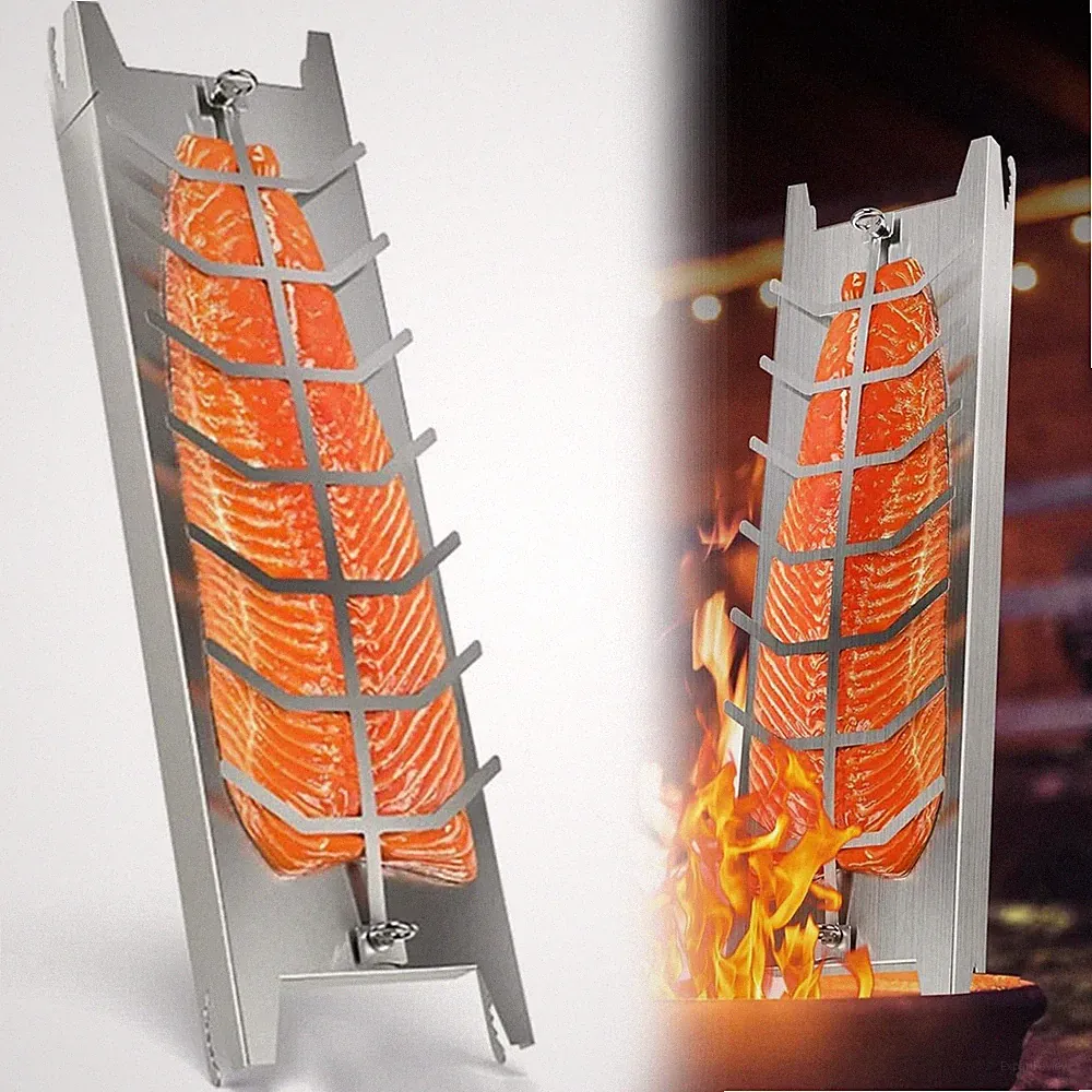 Flammlachsbrett Feuerschale Flammlachsbretter Lachsbrett Halter Edelstahl