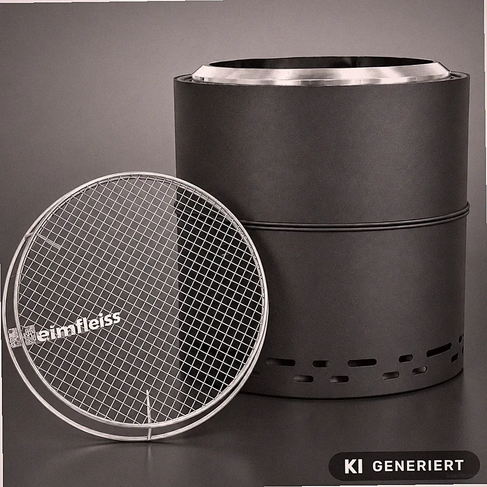 Heimfleiss Feuerschale Ø50cm 304-Edelstahl Schwarz mit Grillrost NEU OVP