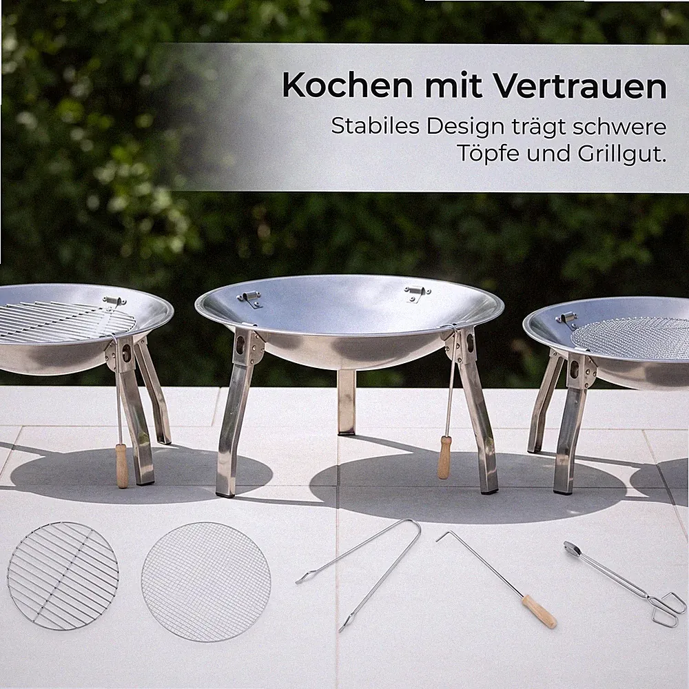 Klappbare Feuerstelle & Metall Feuerkorb – Tragbar mit Grillfunktion