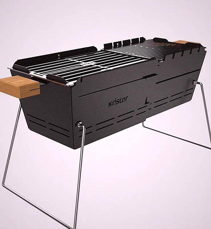 Knister - Mobiler Holzkohle-Grill | Grill & Ideal als Feuerschale |Farbe:Schwarz