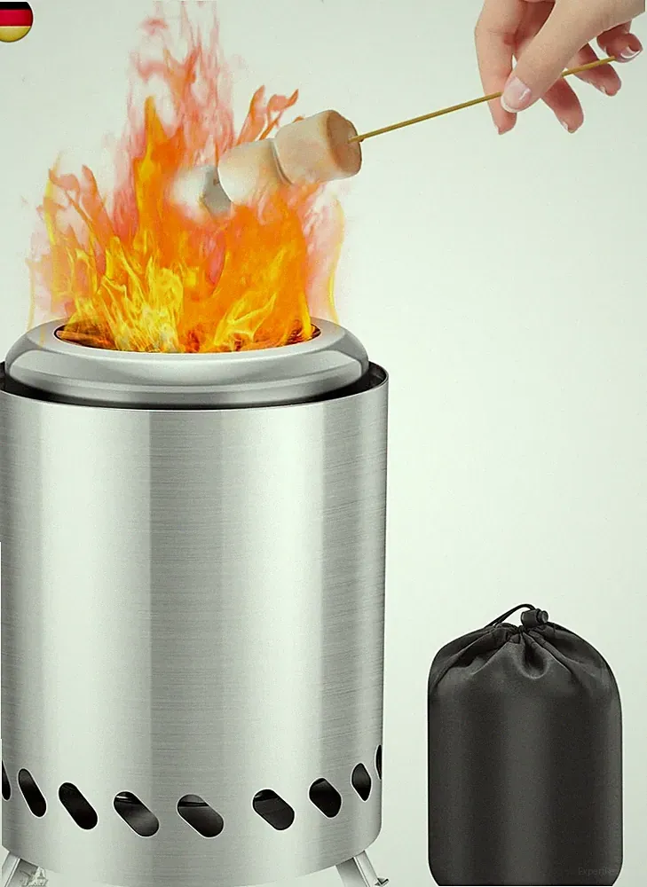 Saker Tisch-Feuerstelle, 2025 verbesserter Edelstahl, rauchfrei, tragbare