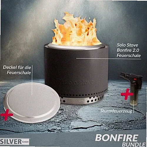 Solo Stove BONFIRE 2.0 Anthrazit mit Stand & Deckel Edelstahl - Feuerschale