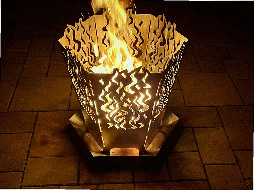 Sommerrabatt 10% Feuerkorb "Flammen" aus Edelstahl