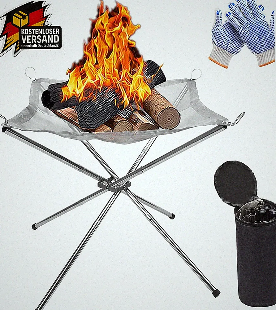 Tragbare Feuerstelle Für Außen, 42Cm Faltbare Edelstahlgeflecht Feuerstelle Gril
