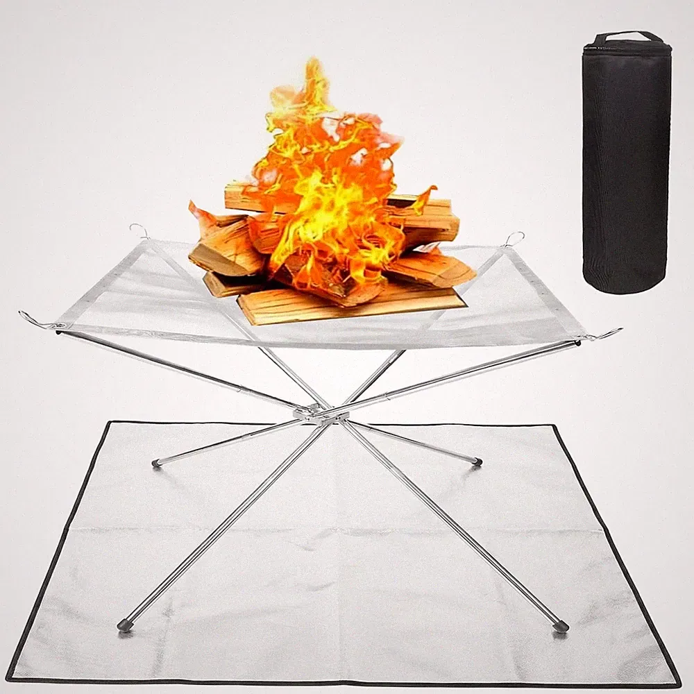 Tragbare Feuerstelle für Außen,56CM Feuerschale Edelstahl Feuerstelle